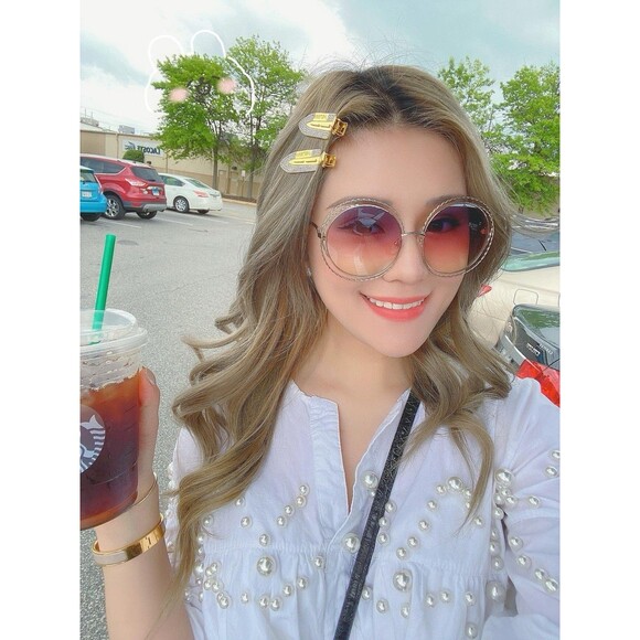 Chloé Women's Carlina Round Frame Sunglasses Gold Rainbow Lens 58mm Purple Pink - Picture 10 of 13